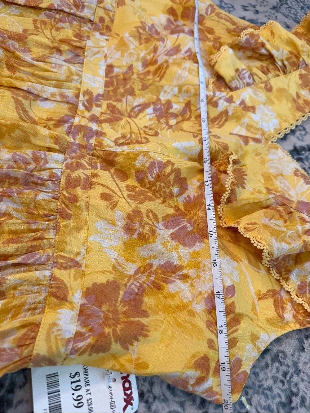 Nanette Lepore Yellow Floral Ruffle V-Neck Peplum Top - Picture 5 of 7